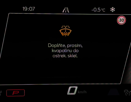 Signalizácia nízkej hladiny vody do ostrekovačov